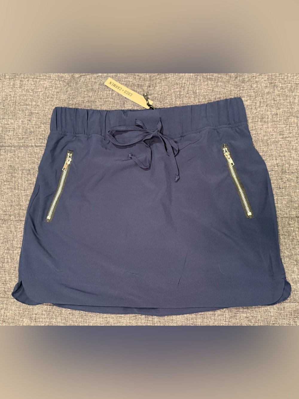 Coco  Carmen Navy Drawstring Skort with Zip Pockets